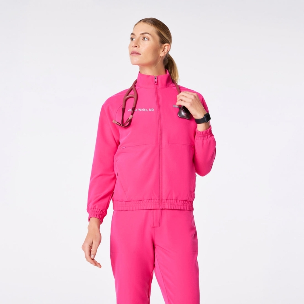Figs Shocking Pink Medical Sydney Scrub Jacket
